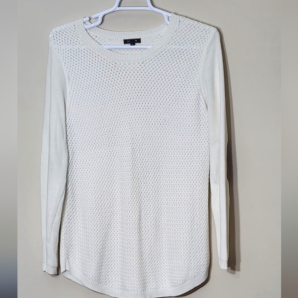 White Textured Long Sleeve Top